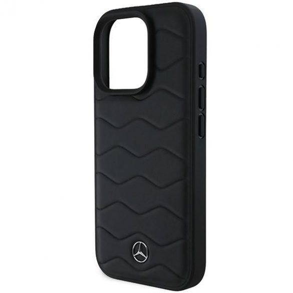 Mercedes MEHCP16L23RWRSK MB Waves Husă din piele pentru iPhone 16 Pro - negru