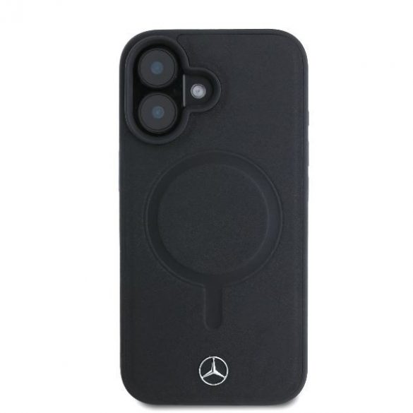 Mercedes MEHMP16S23RCMK Husă din piele netedă MagSafe pentru iPhone 16 - Negru