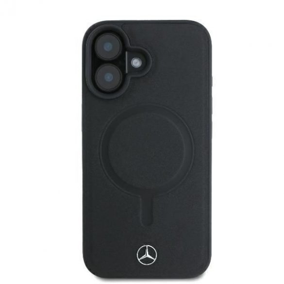 Mercedes MEHMP16M23RCMK Husă din piele netedă MagSafe pentru iPhone 16 Plus - Negru