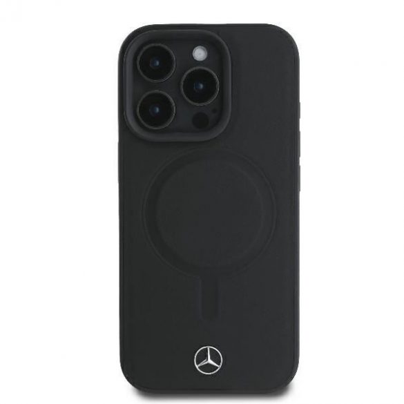 Mercedes MEHMP16L23RCMK Carcasă tare MagSafe din piele netedă pentru iPhone 16 Pro - negru