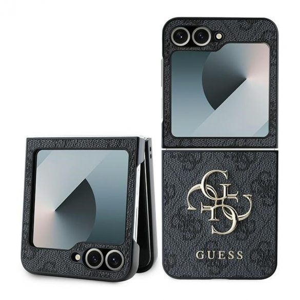 Guess GUHCZF64GMGGR Z Flip6 F741 czarny/negru Piele 4G Metal Logo