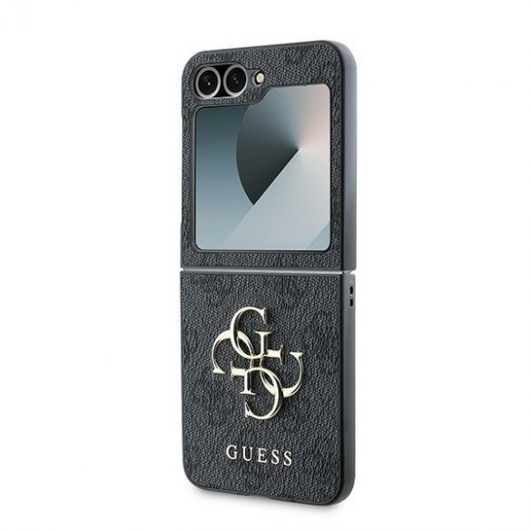 Guess GUHCZF64GMGGR Z Flip6 F741 czarny/negru Piele 4G Metal Logo