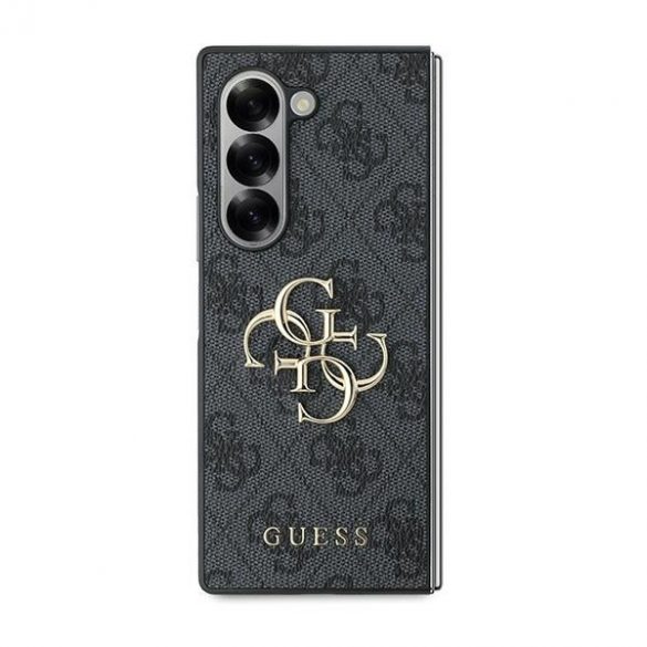 Guess GUHCZFD64GMGGR Z Fold6 F956 czarny/negru Piele 4G Metal Logo