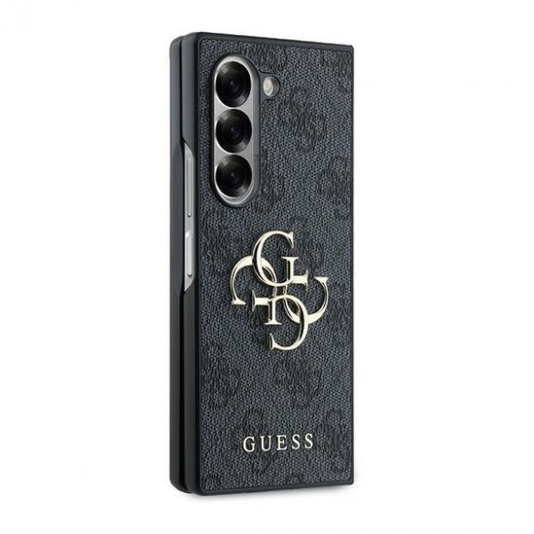 Guess GUHCZFD64GMGGR Z Fold6 F956 czarny/negru Piele 4G Metal Logo