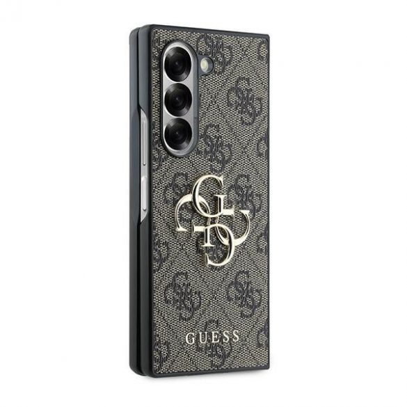 Guess GUHCZFD64GMGBR Z Fold6 F956 brązowy/maro Piele 4G Metal Logo