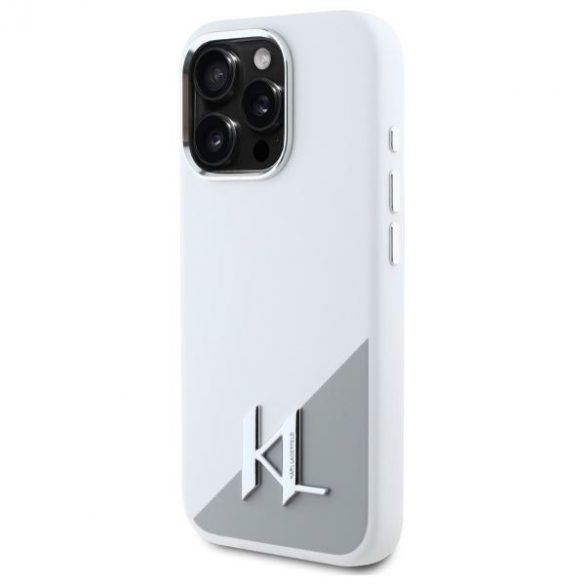 Karl Lagerfeld KLHMP16LSCMKMPCH Silicon Initial Metal Logo MagSafe hard case pentru iPhone 16 Pro - alb