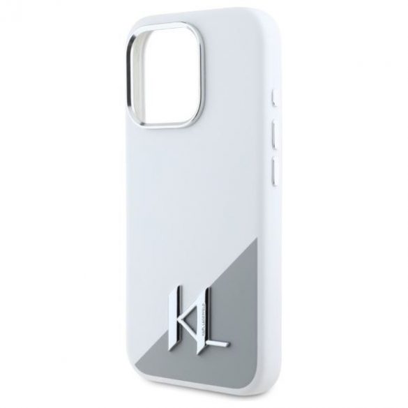 Karl Lagerfeld KLHMP16LSCMKMPCH Silicon Initial Metal Logo MagSafe hard case pentru iPhone 16 Pro - alb