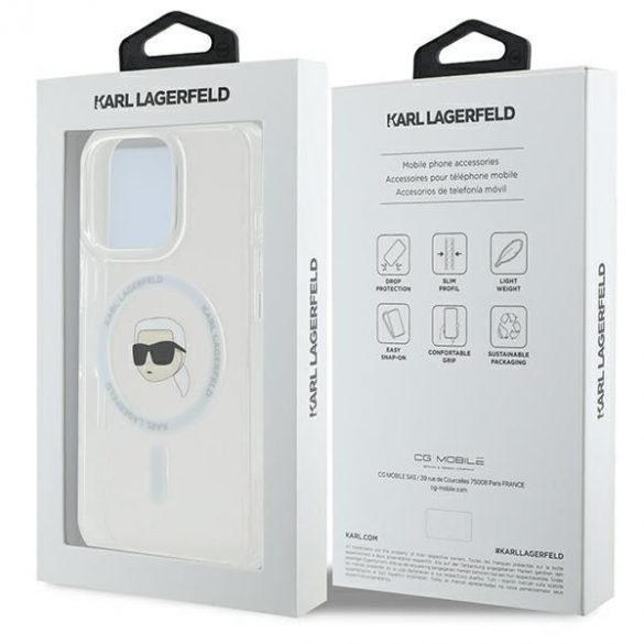 Karl Lagerfeld KLHMP16LHLSKIH IML Metal Karl Head MagSafe hardcase iPhone 16 Pro - alb