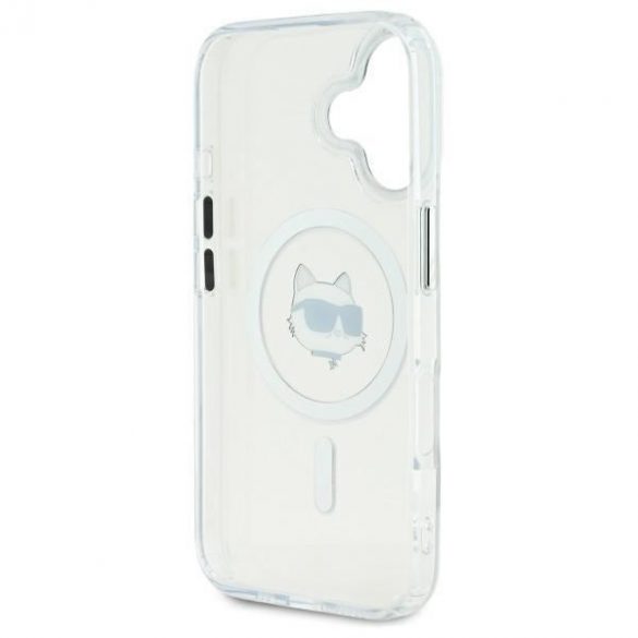 Karl Lagerfeld KLHMP16SHLSCHH IML Metal Choupette Head Husă tare MagSafe pentru iPhone 16 - alb