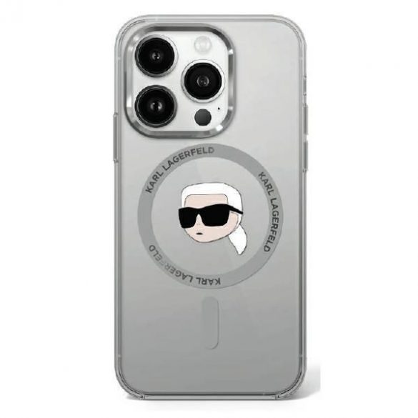 Karl Lagerfeld KLHMP16MHLSKIK IML Metal Karl Head MagSafe carcasă tare pentru iPhone 16 Plus - model transparent