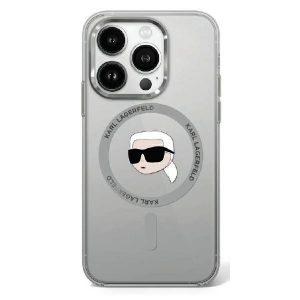 Karl Lagerfeld KLHMP16LHLSKIK IML Metal Karl Head MagSafe carcasă tare pentru iPhone 16 Pro - model transparent