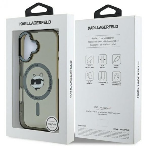 Karl Lagerfeld KLHMP16MHLSCHK IML Metal Choupette Head Husă tare MagSafe pentru iPhone 16 Plus - negru