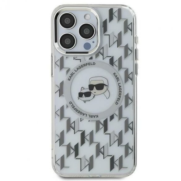 Karl Lagerfeld KLHMP16XHMCKMHT IML Monogram Karl&Choupette Head Husă MagSafe iPhone 16 Pro Max - transparent