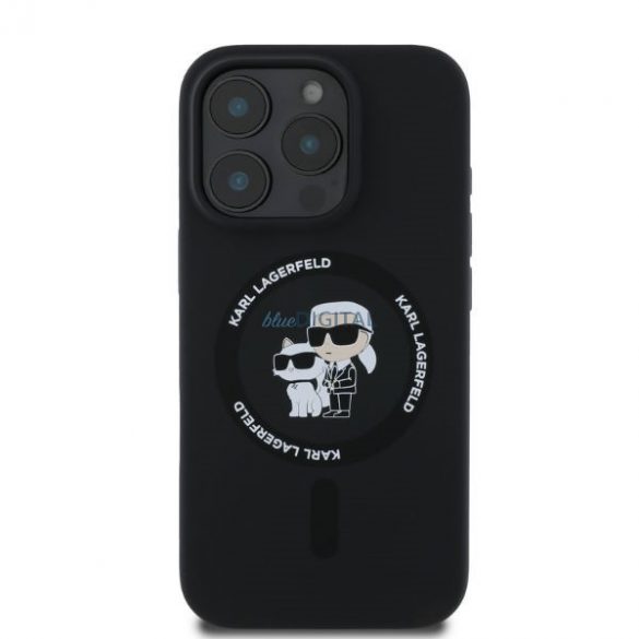 Karl Lagerfeld KLHMP16LSCMKCRHK iPhone 16 Pro czarny/negru HC MagSafe Silicon KC Heads Ring