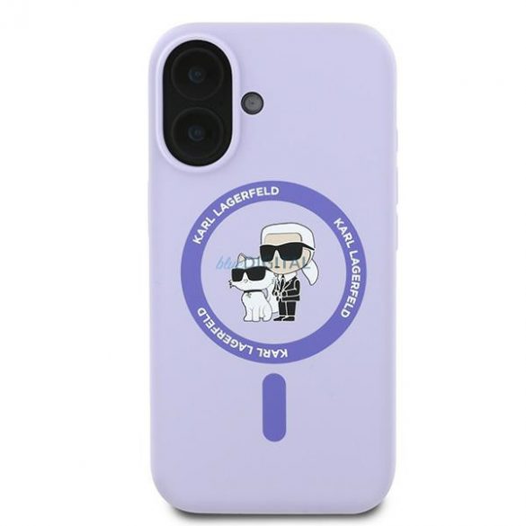 Karl Lagerfeld KLHMP16MSCMKCRHU Silicon Karl&Choupette Heads Ring Carcase rigide MagSafe pentru iPhone 16 Plus - violet