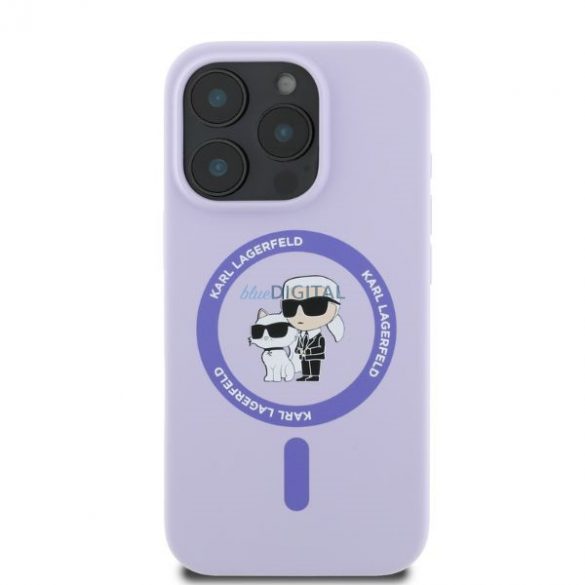 Karl Lagerfeld KLHMP16LSCMKCRHU iPhone 16 Pro fioletowy/violet HC MagSafe Silicon KC Heads Ring