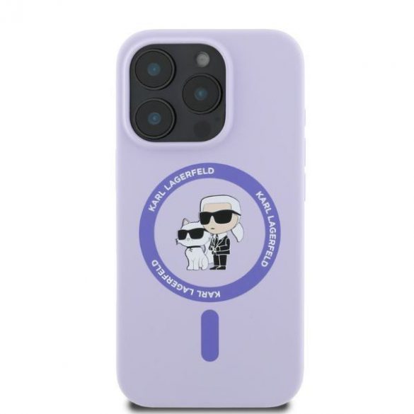 Karl Lagerfeld KLHMP16LSCMKCRHU iPhone 16 Pro fioletowy/violet HC MagSafe Silicon KC Heads Ring