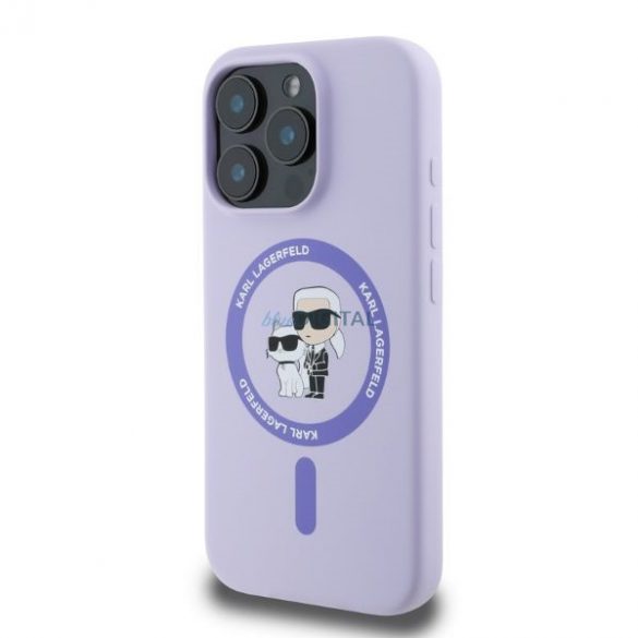 Karl Lagerfeld KLHMP16LSCMKCRHU iPhone 16 Pro fioletowy/violet HC MagSafe Silicon KC Heads Ring