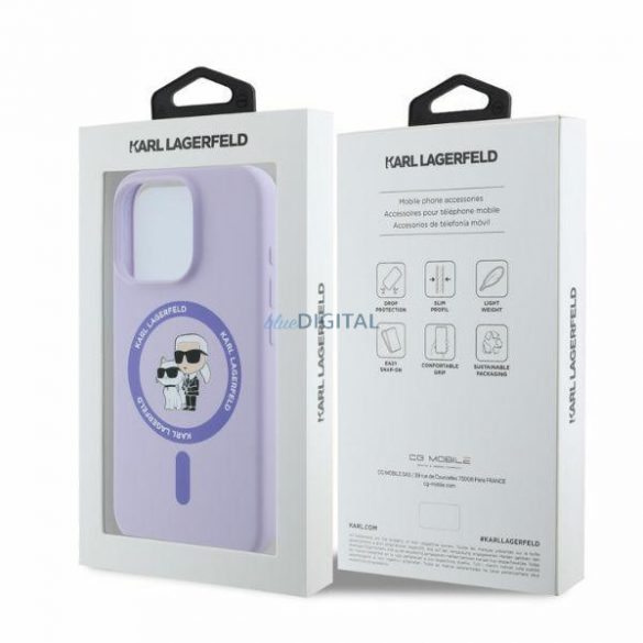 Karl Lagerfeld KLHMP16LSCMKCRHU iPhone 16 Pro fioletowy/violet HC MagSafe Silicon KC Heads Ring