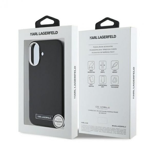 Karl Lagerfeld KLHMP16SPGMSRPK FW Metal Plate MagSafe hardcase pentru iPhone 16 - negru