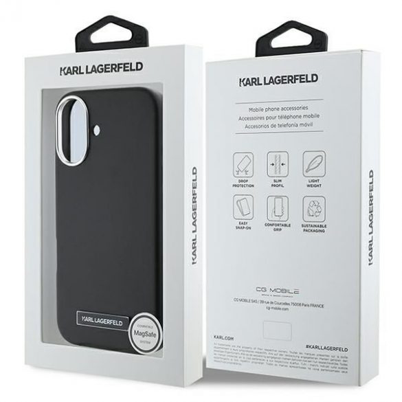 Karl Lagerfeld KLHMP16MPGMSRPK FW Metal Plate MagSafe hardcase pentru iPhone 16 Plus - negru