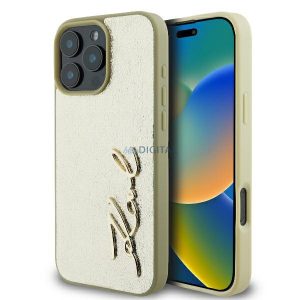 Karl Lagerfeld KLHCP16LPFMFBKMD Carcasă rigidă Metal Signature pentru iPhone 16 Pro - Aur