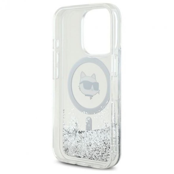 Karl Lagerfeld KLHMP16LLGCHSGH Liquid Glitter Choupette Head Carcasă tare Magsafe pentru iPhone 16 Pro - transparent