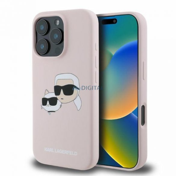 Karl Lagerfeld KLHMP16XSKCHPPLP iPhone 16 Pro Max rożowy/roz HC MagSafe Sil Double Heads Print