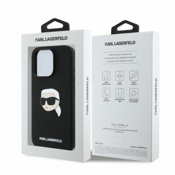 Karl Lagerfeld KLHMP16XSKHPPLK iPhone 16 Pro Max czarny/negru HC MagSafe Sil KL Head Print