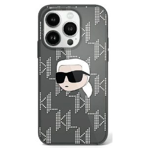 Karl Lagerfeld KLHCP16SHKLPKHK IML Karl Head carcasă rigidă placată cu electrozi pentru iPhone 16 - negru