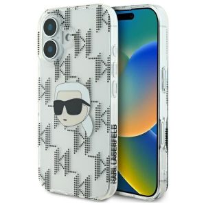 Karl Lagerfeld KLHCP16SHKLPKHT IML Karl Head Carcasă rigidă placată cu electrozi pentru iPhone 16 - transparent