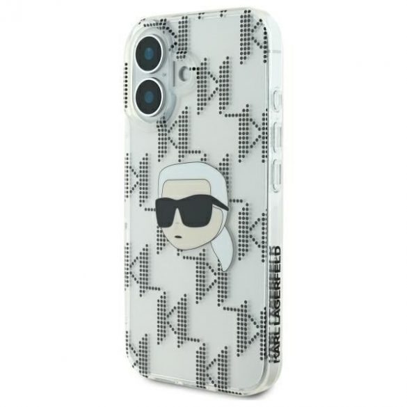 Karl Lagerfeld KLHCP16SHKLPKHT IML Karl Head Carcasă rigidă placată cu electrozi pentru iPhone 16 - transparent