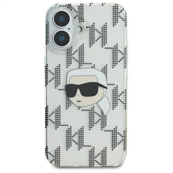 Karl Lagerfeld KLHCP16SHKLPKHT IML Karl Head Carcasă rigidă placată cu electrozi pentru iPhone 16 - transparent