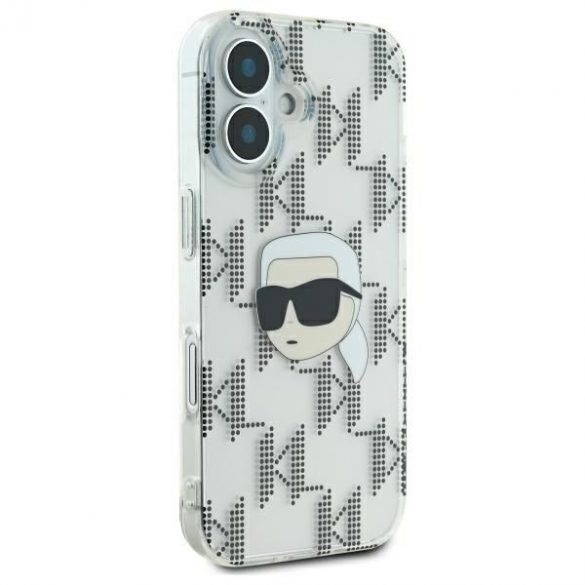 Karl Lagerfeld KLHCP16SHKLPKHT IML Karl Head Carcasă rigidă placată cu electrozi pentru iPhone 16 - transparent