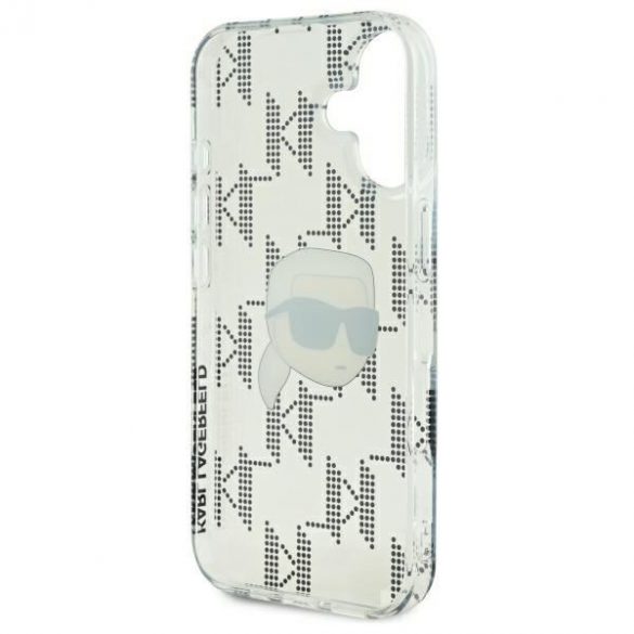 Karl Lagerfeld KLHCP16SHKLPKHT IML Karl Head Carcasă rigidă placată cu electrozi pentru iPhone 16 - transparent