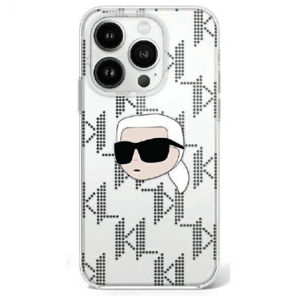 Karl Lagerfeld KLHCP16LHKLPKHT IML Karl Head Carcase rigide placate cu electrozi pentru iPhone 16 Pro - transparent