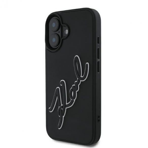 Karl Lagerfeld KLHCP16S3DRKSDLK 3D Rubber Signature Hard Case pentru iPhone 16 - Negru