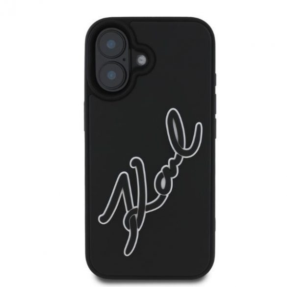 Karl Lagerfeld KLHCP16S3DRKSDLK 3D Rubber Signature Hard Case pentru iPhone 16 - Negru