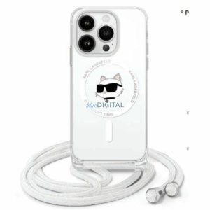 Karl Lagerfeld KLHMP16LHCCHNT IML Choupette Head & Cord Carcasă tare compatibilă MagSafe pentru iPhone 16 Pro - transparentă