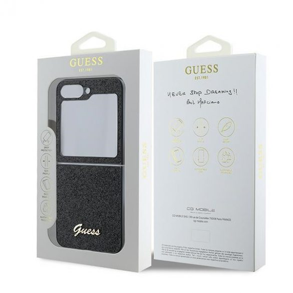 Guess GUHCZF6HGGSHK Z Flip6 F741 czarny/negru 4G Glitter Script