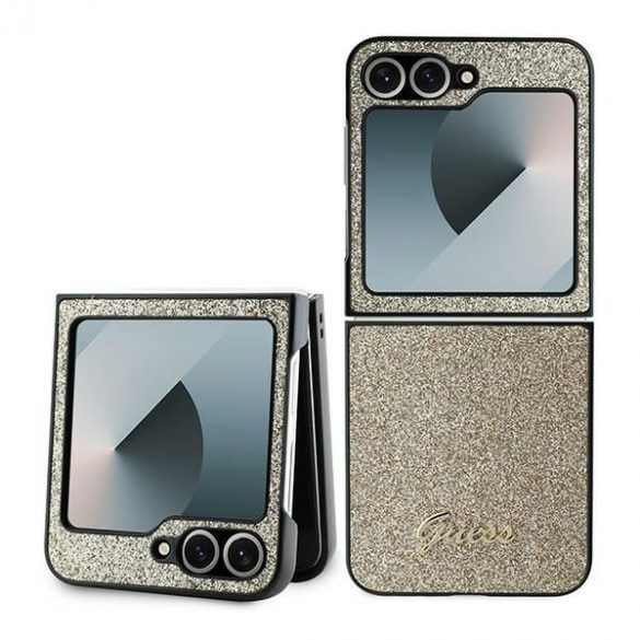 Husă Guess GUHCZF6HGGSHD 4G Glitter Script pentru Samsung Galaxy Z Flip6 F741 - culoare aurie