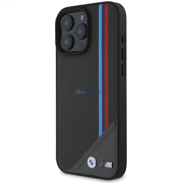 BMW BMHMP16S23PUTRK Carcasă MagSafe M Meshed Tricolor Stripes pentru iPhone 16 - negru