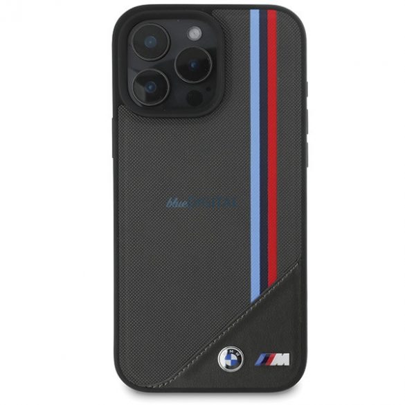 BMW BMHMP16S23PUTRK Carcasă MagSafe M Meshed Tricolor Stripes pentru iPhone 16 - negru