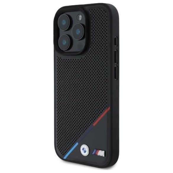 BMW BMHMP16X23PUPDK Carcasă MagSafe M Perforated Tricolor Line pentru iPhone 16 Pro Max - negru