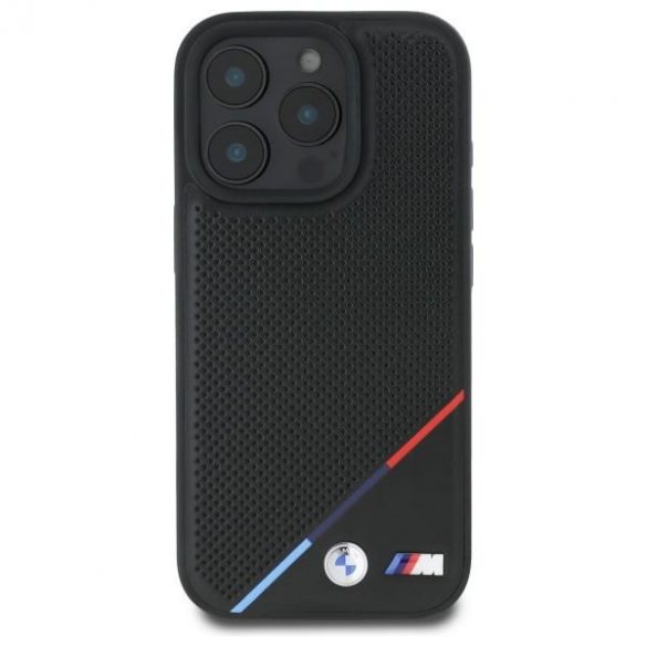 BMW BMHMP16X23PUPDK Carcasă MagSafe M Perforated Tricolor Line pentru iPhone 16 Pro Max - negru