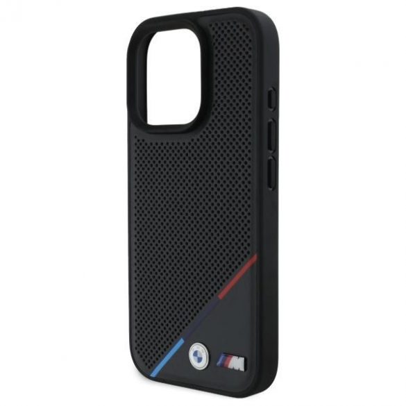 BMW BMHMP16X23PUPDK Carcasă MagSafe M Perforated Tricolor Line pentru iPhone 16 Pro Max - negru