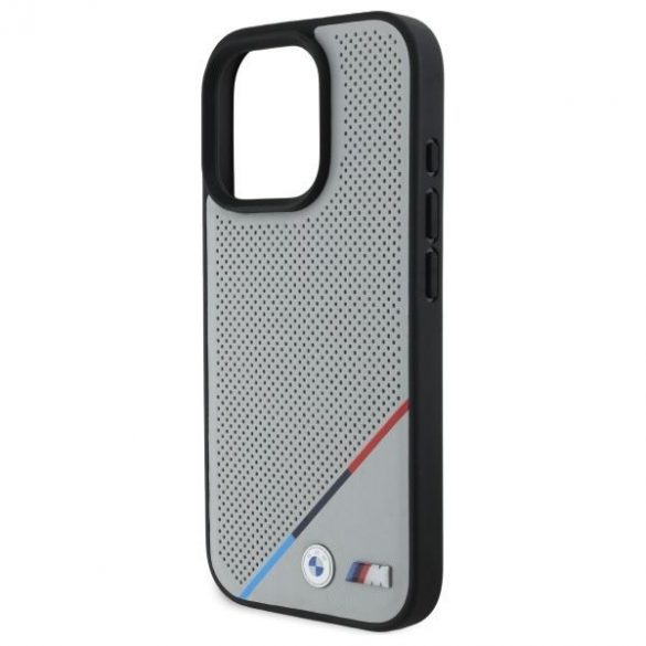 BMW BMHMP16X23PUPDG Carcasă MagSafe M Perforated Tricolor Line pentru iPhone 16 Pro Max - gri