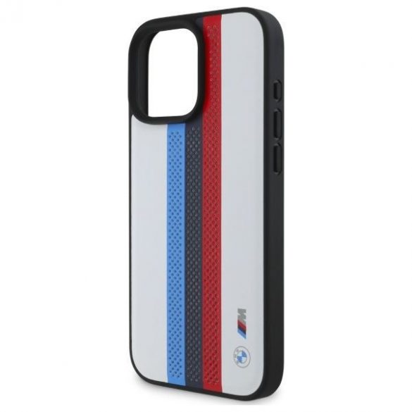 BMW BMHMP16X23PUPTH M Carcasă MagSafe perforată Tricolor cu dungi imprimate pentru iPhone 16 Pro Max - alb