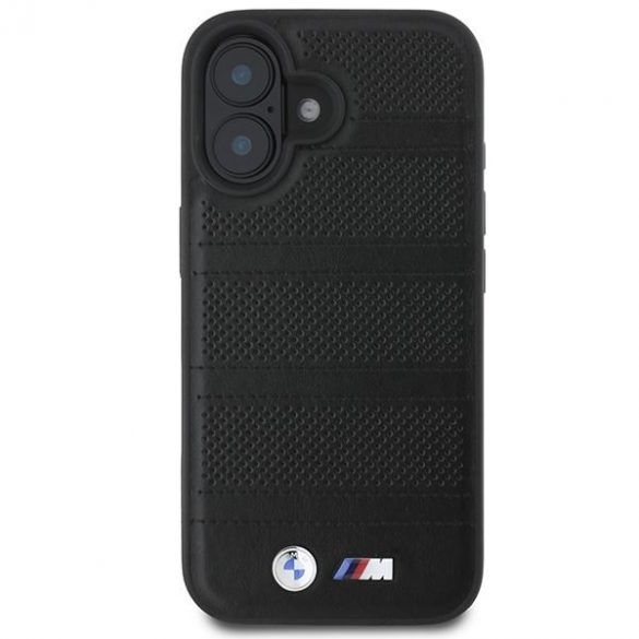 BMW BMHMP16S23PUSPK M Carcasă MagSafe cu linii perforate și cusute pentru iPhone 16 - negru