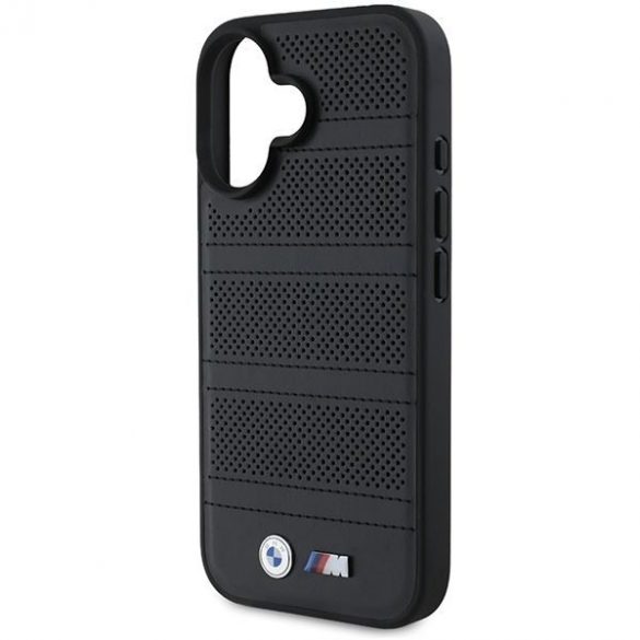 BMW BMHMP16S23PUSPK M Carcasă MagSafe cu linii perforate și cusute pentru iPhone 16 - negru